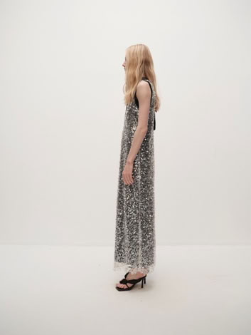 COSMO SEQUIN GOWN IN SILVER