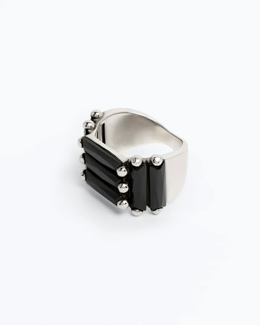 CRYSTALLISED ARMOUR RING BLKCZ - RH