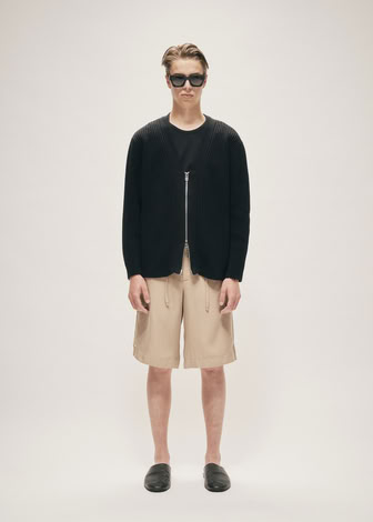 DISTRESSED KNIT ZIP CARDIGAN  BLACK