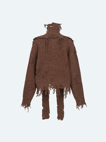 DISTRESSED SWEATER IN BROWN 
