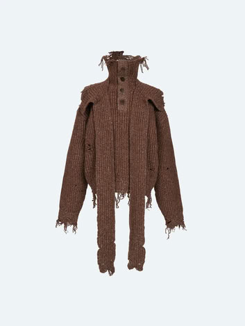 DISTRESSED SWEATER IN BROWN 