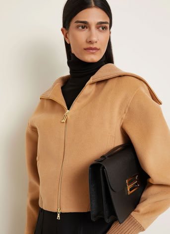 DOUBLE FACED BOMBER JACKET IN CAMEL