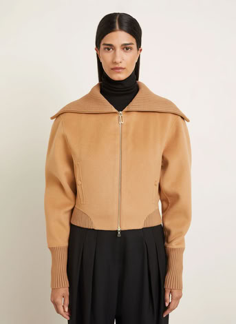 DOUBLE FACED BOMBER JACKET IN CAMEL