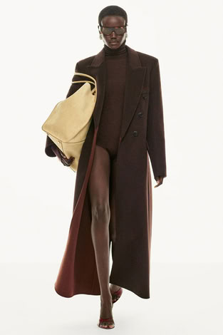 DOUBLE FACED OVERCOAT IN DARK CHOCOLATE 