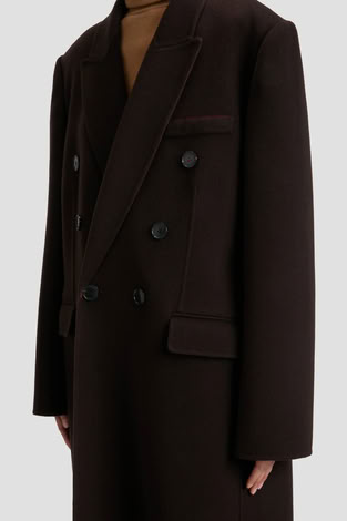 DOUBLE FACED OVERCOAT IN DARK CHOCOLATE 