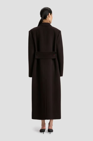 DOUBLE FACED OVERCOAT IN DARK CHOCOLATE 