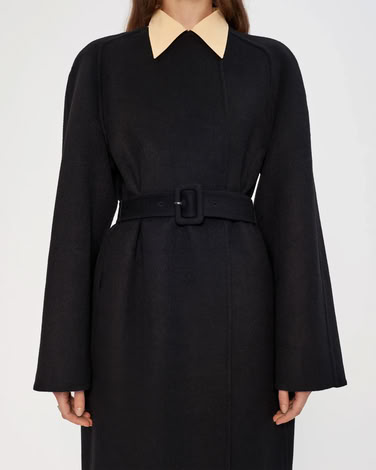 DOUBLE LONG COAT IN BLACK