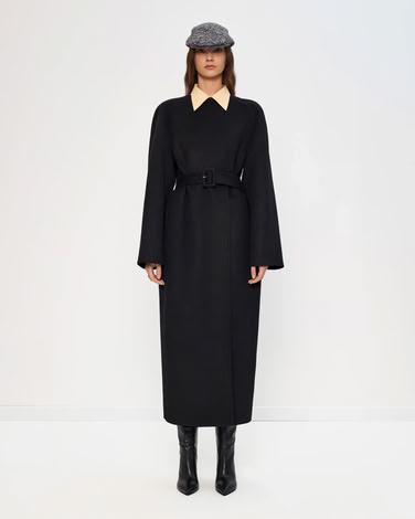 DOUBLE LONG COAT IN BLACK