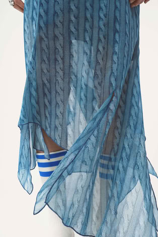 AVAVAV DRAPED DRESS PRINTED CABLE KNIT BLUE