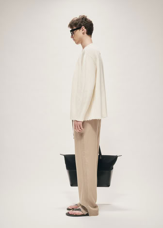 WIDE LEG DRAWSTRING TENCEL TROUSERS LIGHT KHAKI