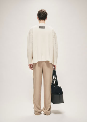 WIDE LEG DRAWSTRING TENCEL TROUSERS LIGHT KHAKI