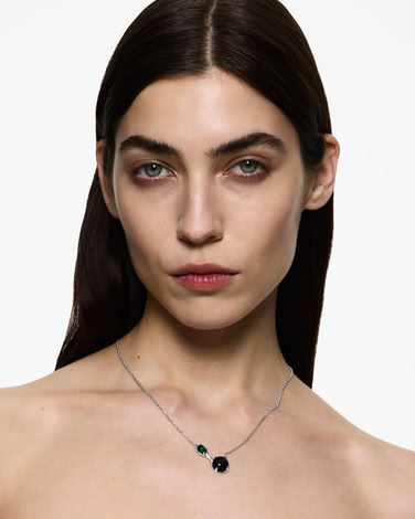 DRIP NECKLACE BLK ONYX/LAB EMERALD - RH