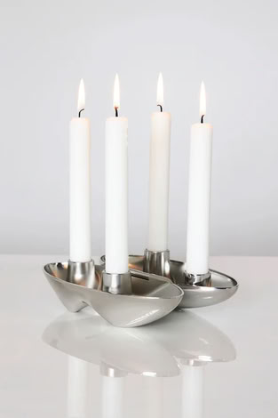 FOUR CANDLE HOLDER IN SILVER