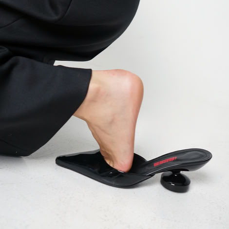 GEORGIA BLACK LEATHER MULES 