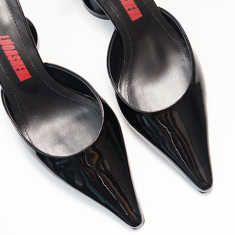 GEORGIA BLACK LEATHER MULES 