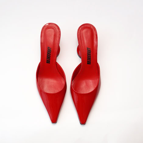 GIORGIA RED LEATHER MULES 