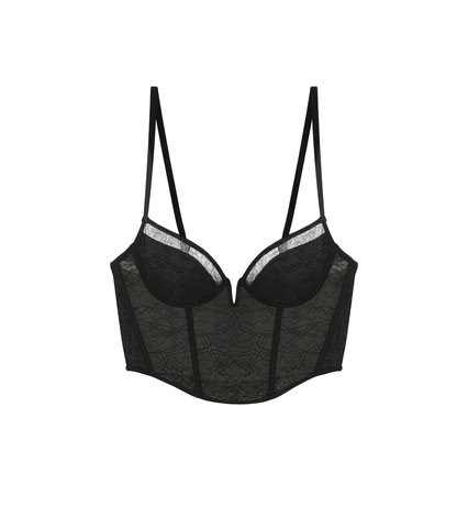 LEAVERS LACE CORSET IN BLACK