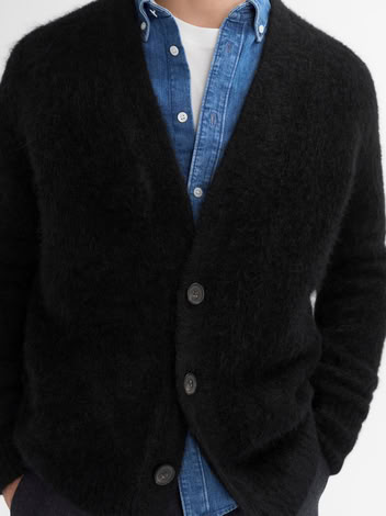 MEN'S ALPACA CARDIGAN BLACK