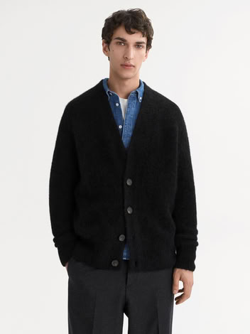MEN'S ALPACA CARDIGAN BLACK