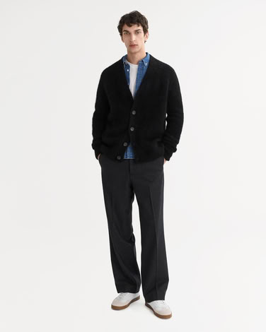 MEN'S ALPACA CARDIGAN BLACK