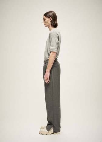 MILANO KNIT CREWNECK T-SHIRT IN GREY MELANGE