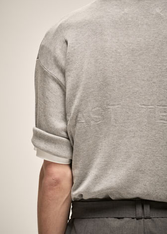 MILANO KNIT CREWNECK T-SHIRT IN GREY MELANGE