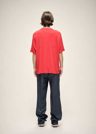 MILANO KNIT CREWNECK T-SHIRT IN RED