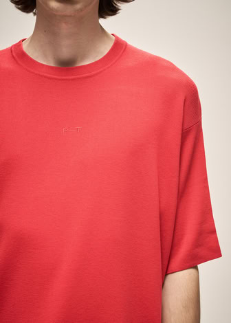MILANO KNIT CREWNECK T-SHIRT IN RED