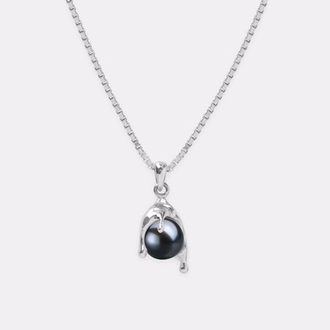 NANO PEARL MELT NECKLACE - FRESHWATER BLACK PEARL - IN SILVER