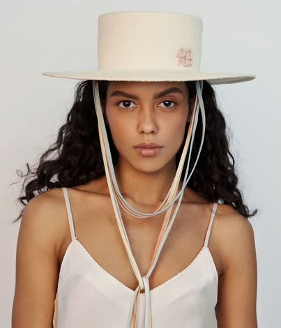 NECK TIE & CHIN STRAP HAT WHITE