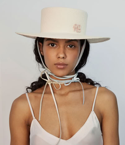 NECK TIE & CHIN STRAP HAT WHITE