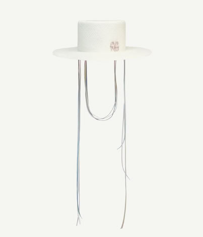 NECK TIE & CHIN STRAP HAT WHITE