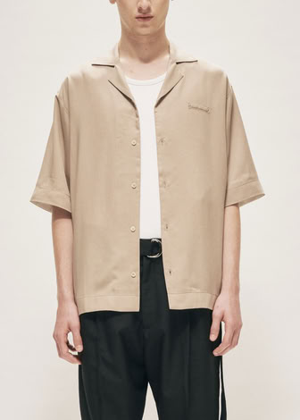 OPEN COLLAR  S/S TENCEL SHIRT LIGHT KHAKI
