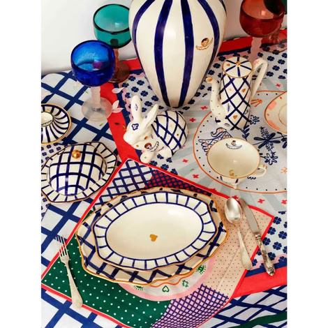 OVAL SOUP PLATE RABBIT AW25 MULTI