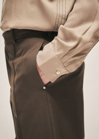 REGULAR FIT WOOL TROUSERS TAUPE 