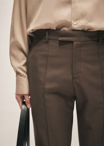 REGULAR FIT WOOL TROUSERS TAUPE 