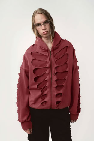 AVAVAV SHOULDERLESS HOODIE CUT- OUT RED