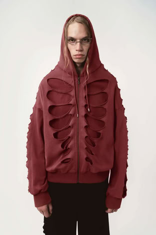 AVAVAV SHOULDERLESS HOODIE CUT- OUT RED