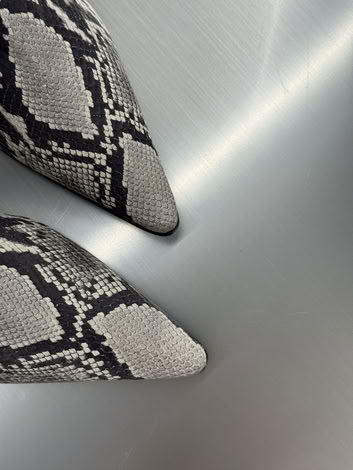 SNAKE LEATHER BOOTS, 55 MM HEEL