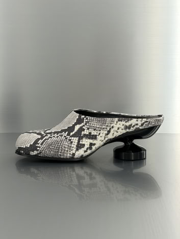 ALEX SNAKE- EFFECT LEATHER - MULES, 55 MM HEEL