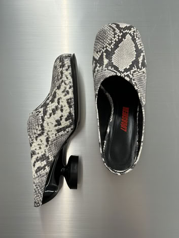 ALEX SNAKE- EFFECT LEATHER - MULES, 55 MM HEEL