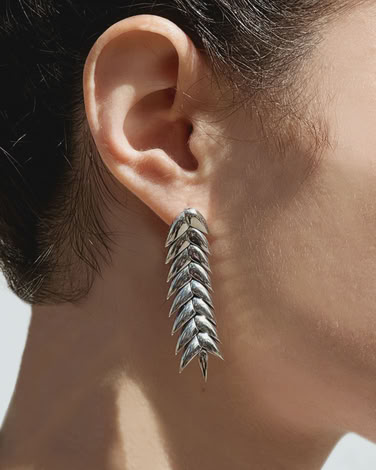 SPIKELET MEDIUM EARRINGS IN SILVER