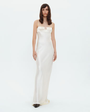 SQUARE BRA DRESS IN CREME BRULEE