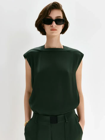 SQUARE NECK TOP IN CREME BRULEE