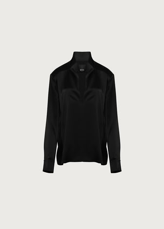 STAND-COLLAR BLOUSE BLACK