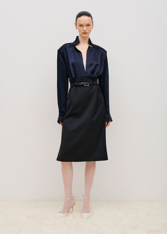 STAND-COLLAR BLOUSE DARK/NAVY