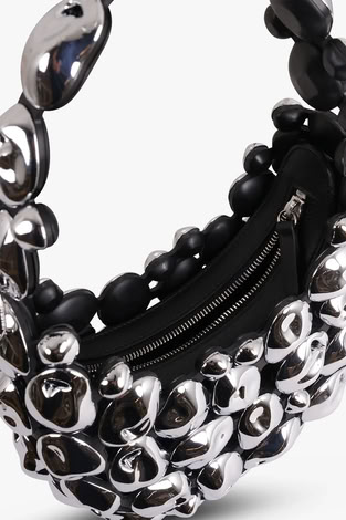 STONE CLOUD  BAG MEDIUM CHROME AND BLACK
