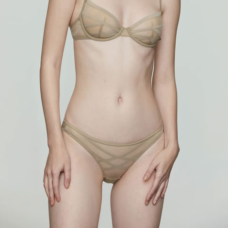 STRIPE LACE BRIEFS GRAY