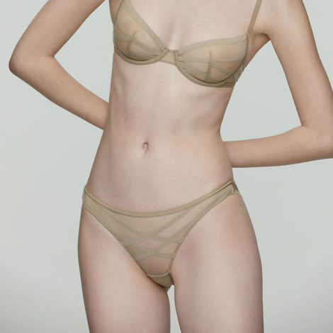 STRIPE LACE BRIEFS GRAY