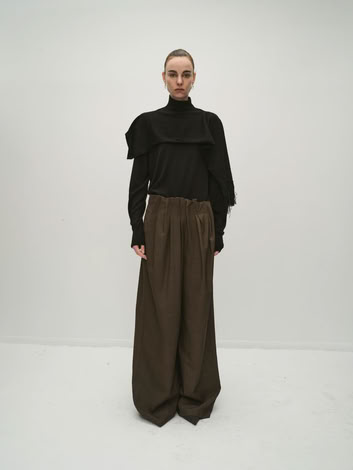 TATANIA GATHERED TROUSERS IN BROWN